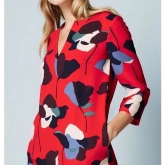 Boden Easy Notch red floral dress with pockets - Picture 2 of 12
